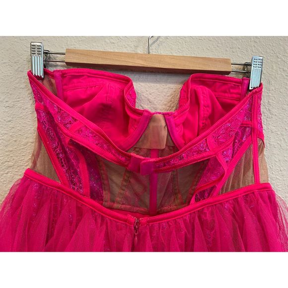 For Love & Lemons Bustier Mini Dress Pink Size Large a1000 - Picture 8 of 14